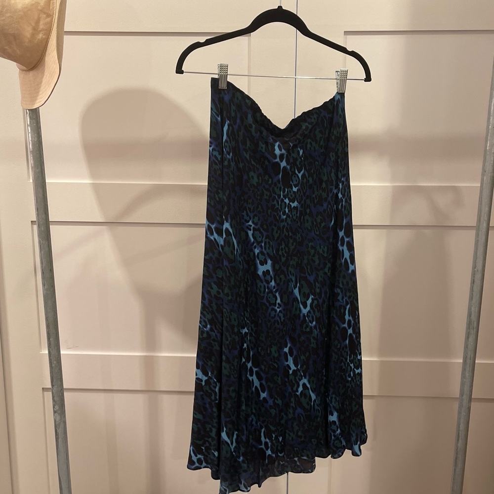Whistles Blue Animal Print Midi Skirt